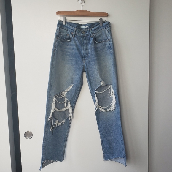 GRLFRND Helena Light Wash Distressed Boyfriend denim jeans - Picture 2 of 13